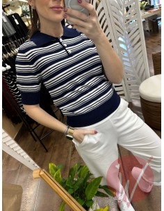 Polo Righe Santorini Blu 2