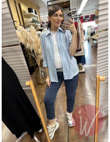 Camicia Gessata Cannes Azzurro