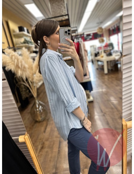 Camicia Gessata Cannes Azzurro