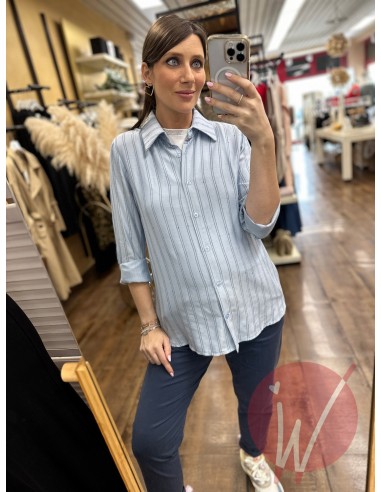 Camicia Gessata Cannes Azzurro