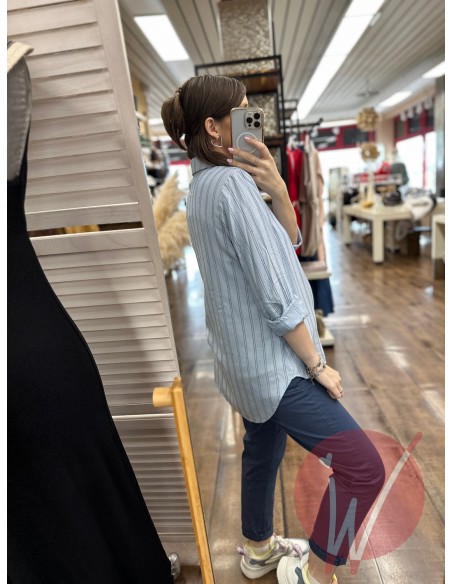 Camicia Gessata Cannes Azzurro