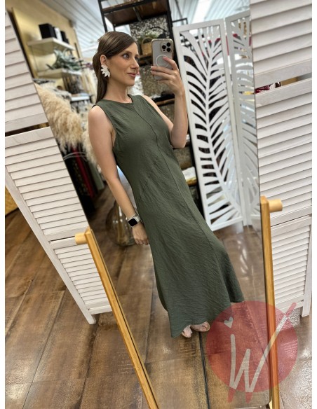 Abito Lungo Paros Verde Militare