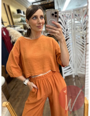 Blusa Crop Mykonos Arancione