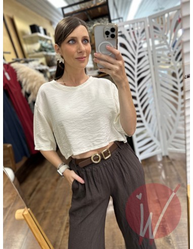 Blusa Crop Mykonos Burro