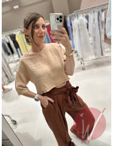 Blusa Crop Mykonos Beige