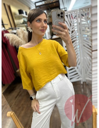 Blusa Crop Mykonos Senape