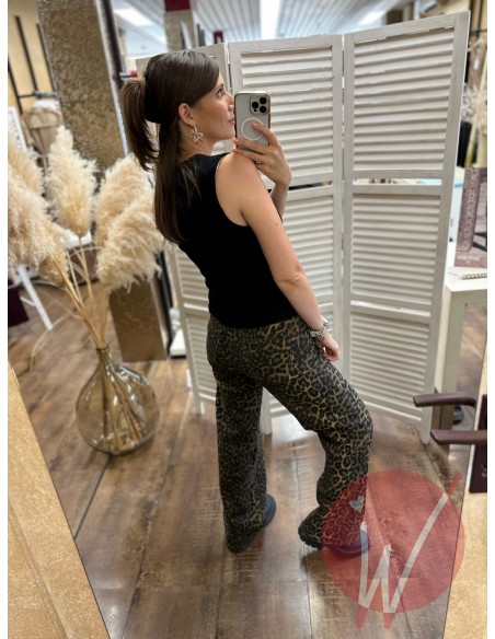 Jeans Wide Leg Leopard