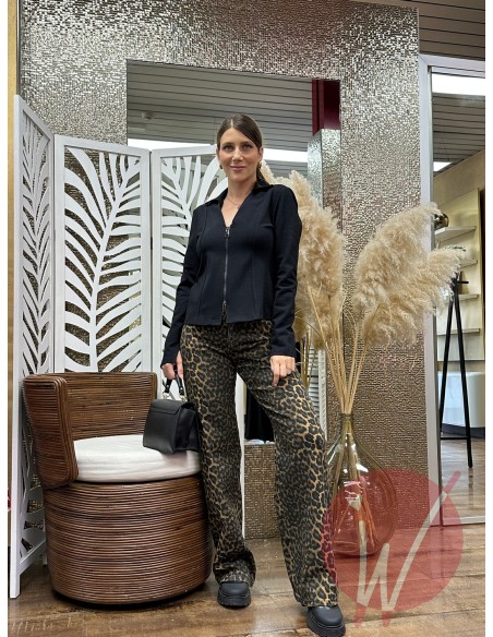 Jeans Wide Leg Leopard