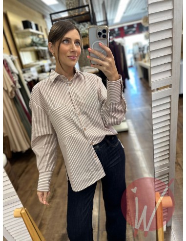 Camicia Righe Over Sabbia - HAVE ONE