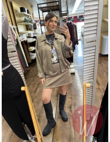 Minigonna Suede Tortora - HAVE ONE