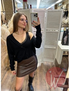 Top Pizzo Chantal Nero