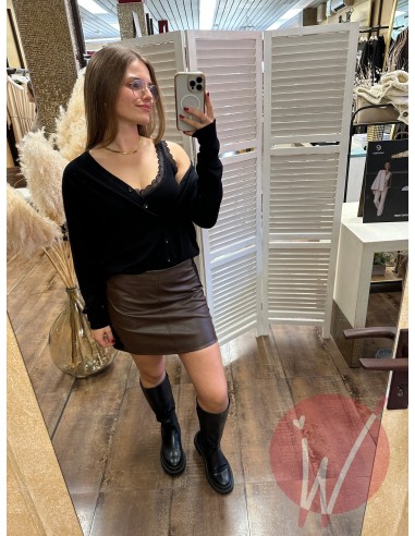 Top Pizzo Chantal Nero