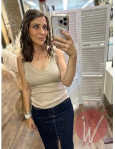 Top Pizzo Chantal Beige
