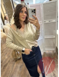 Cardigan Crop Chantal Beige