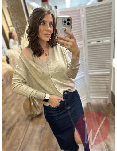 Cardigan Crop Chantal Beige