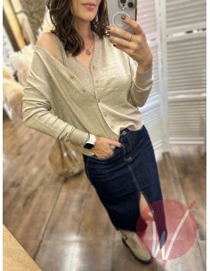 Cardigan Crop Chantal Beige 2