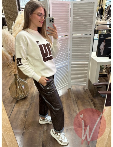 Pantalone Marble Ecopelle Moro