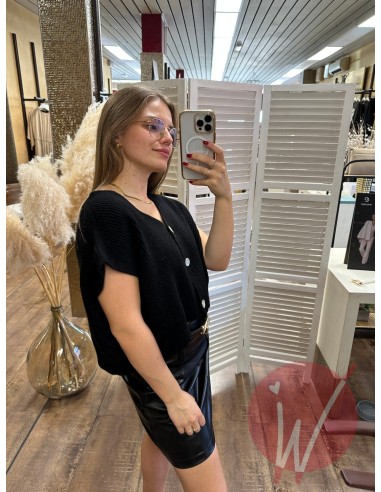 Gilet Crop Harper Nero