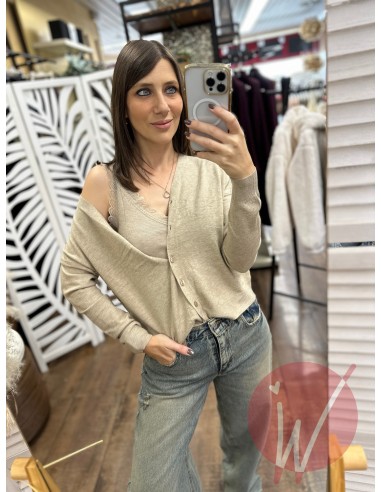 Cardigan Crop Chantal Beige