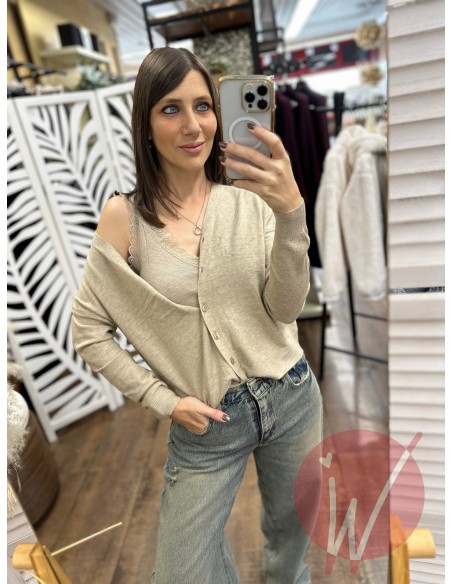 Cardigan Crop Chantal Beige
