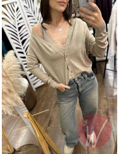 Cardigan Crop Chantal Beige