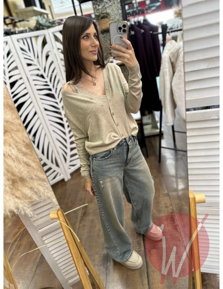 Cardigan Crop Chantal Beige