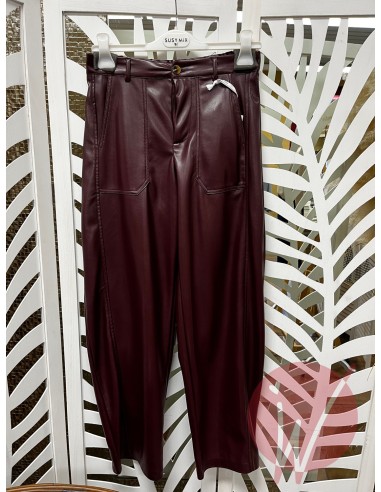 Pantalone Ecopelle Boston Bordeaux