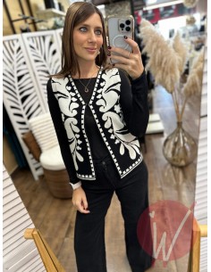 Gilet Etnico Cile Nero -...