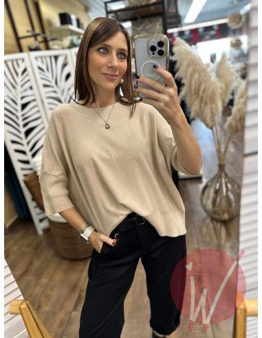 Maglia Micropaillettes Brigitte Beige