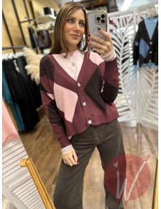 Cardigan Corto Rombi Bordeaux