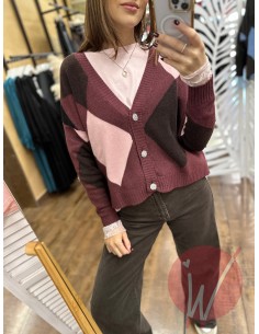 Cardigan Corto Rombi Bordeaux 2