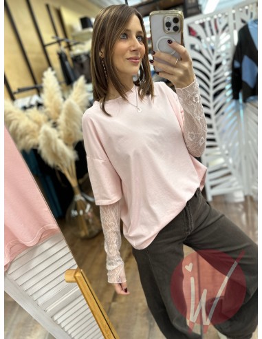 Maglia Pizzo Chloe Rosa