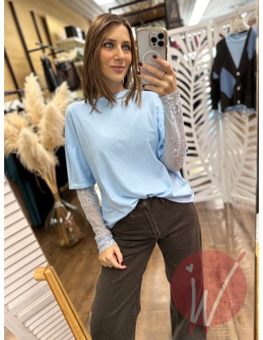 Maglia Pizzo Chloe Celeste