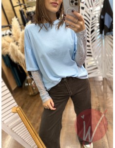Maglia Pizzo Chloe Celeste 2