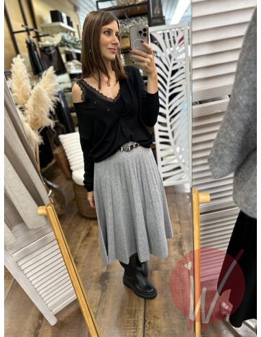 Gonna Plissé Estelle Grigio Melange