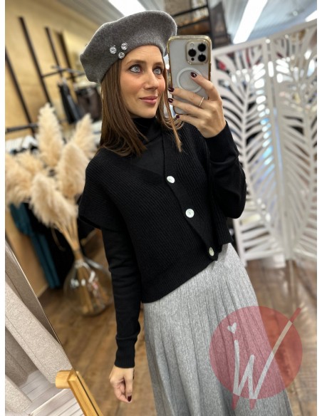 Gilet Crop Harper Nero