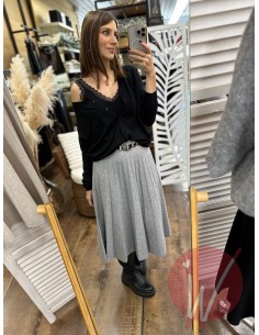 Top Pizzo Chantal Nero