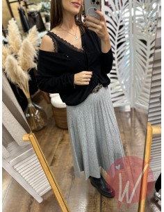 Top Pizzo Chantal Nero 2