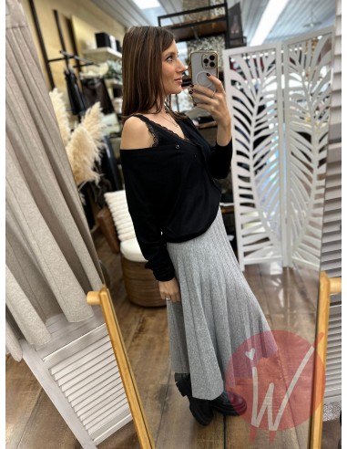 Top Pizzo Chantal Nero