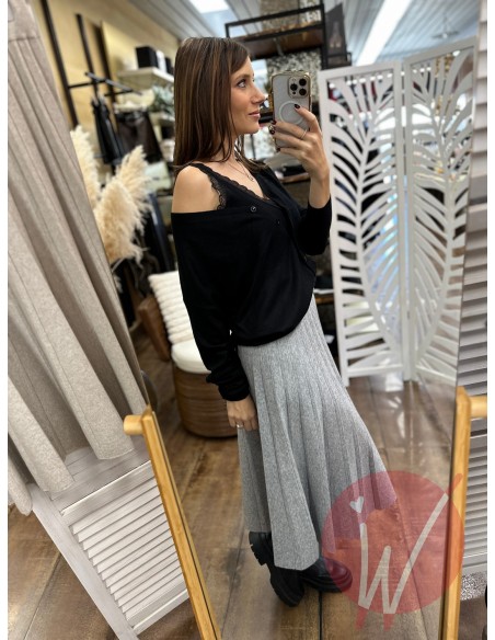 Top Pizzo Chantal Nero