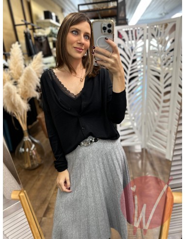 Top Pizzo Chantal Nero