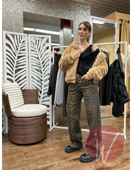 Jeans Wide Leg Leopard