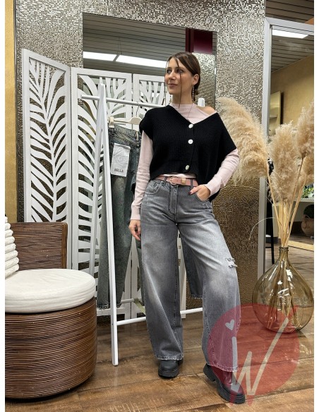 Gilet Crop Harper Nero