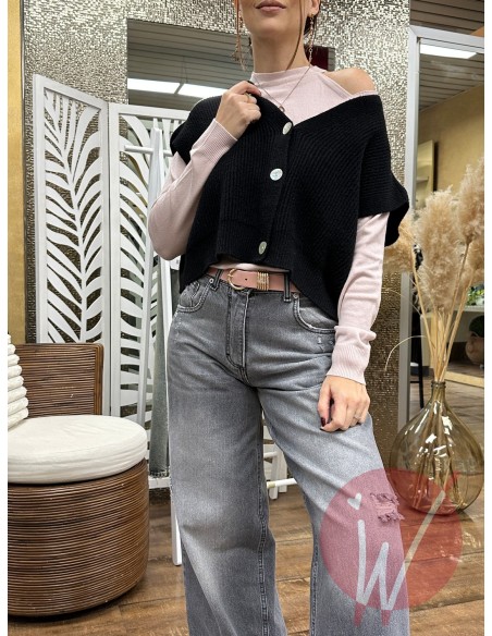 Gilet Crop Harper Nero