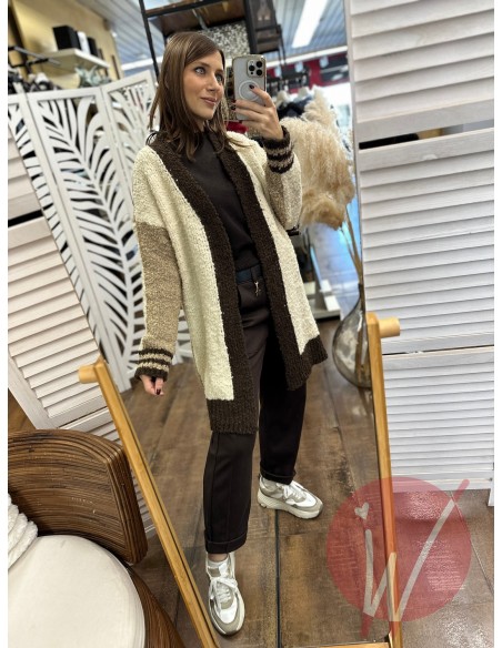 Cardigan Tricolore Bouclè Moro