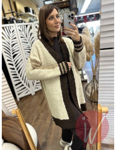 Cardigan Tricolore Bouclè Moro Cardigan Tricolore Bouclè Moro