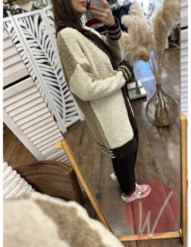 Cardigan Tricolore Bouclè Moro Cardigan Tricolore Bouclè Moro