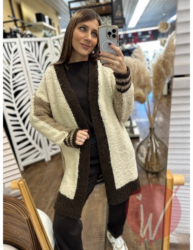 Cardigan Tricolore Bouclè Moro Cardigan Tricolore Bouclè Moro