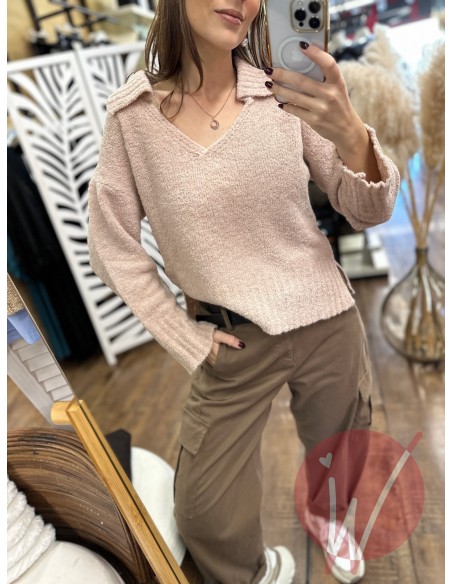 Maglia Claire Bouclè Rosa Cipria