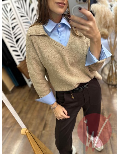 Maglia Claire Bouclè Beige Maglia Claire Bouclè Beige